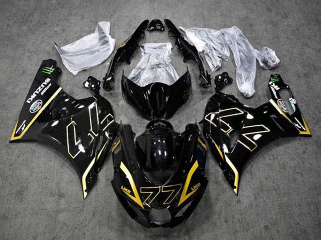 2017-2025 Suzuki GSXR1000 Motorcycle Fairings - Black Gold 77 UK