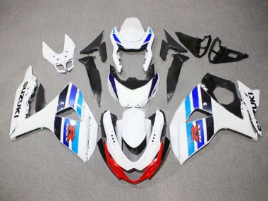 2009-2016 Suzuki GSXR 1000 Motorcycle Fairings - White Blue Red Black Stripe UK