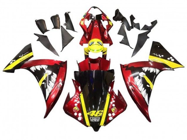 2012-2014 Yamaha YZF 1000 R1 Motorcycle Fairings - Red Yellow Black Shark UK