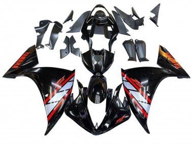 2012-2014 Yamaha YZF 1000 R1 Motorcycle Fairings - Glossy Black Silver Red Stripe UK