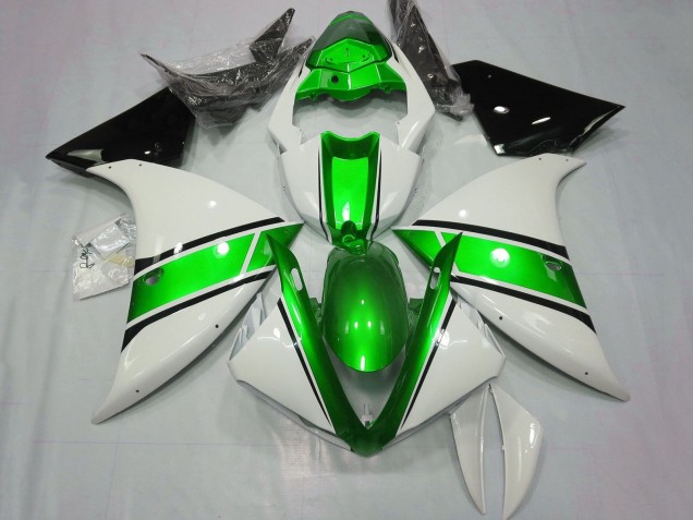 2012-2014 Yamaha YZF 1000 R1 Motorcycle Fairings - White Green Glossy Black UK