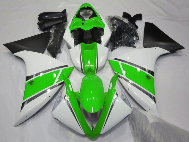 2012-2014 Yamaha YZF 1000 R1 Motorcycle Fairings - White Green Matte Black UK
