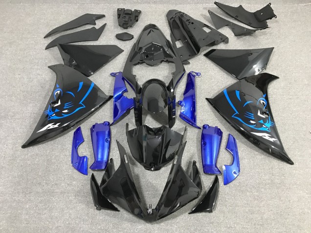 2012-2014 Yamaha YZF 1000 R1 Motorcycle Fairings - Glossy Black Blue Panther UK