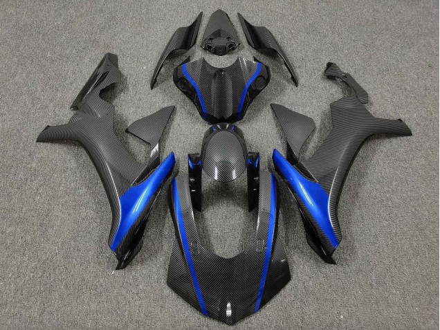2015-2019 Yamaha YZF 1000 R1 Motorcycle Fairings - Faux Carbon Fiber Blue UK