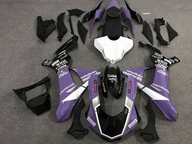 2015-2019 Yamaha YZF 1000 R1 Motorcycle Fairings - Purple White Glossy Black Motul SAM UK