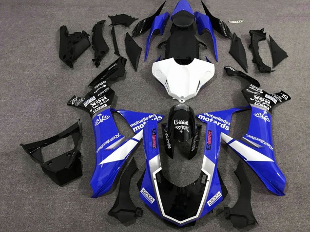 2015-2019 Yamaha YZF 1000 R1 Motorcycle Fairings - Blue White Glossy Black UK
