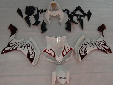 2007-2008 Yamaha YZF 1000 R1 Motorcycle Fairings - White Red Black Flame UK