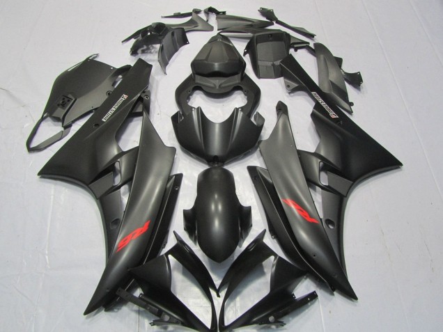 2006-2007 Yamaha YZF R6 Motorcycle Fairings - Matte Black Red Decals UK
