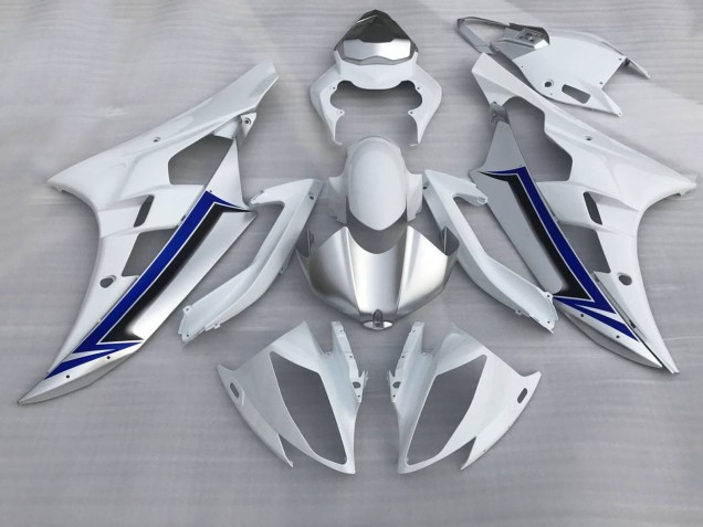 2006-2007 Yamaha YZF R6 Motorcycle Fairings - White Silver Blue Black UK