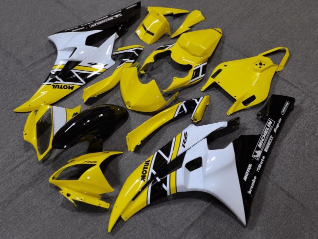 2006-2007 Yamaha YZF R6 Motorcycle Fairings - Yellow White Glossy Black Motul Michelin UK