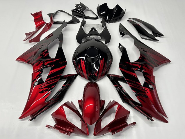 2008-2016 Yamaha YZF R6 Motorcycle Fairings - Red Glossy Black Fade UK