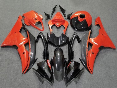 2008-2016 Yamaha YZF R6 Motorcycle Fairings - Orange Black Carbon Fiber Style UK