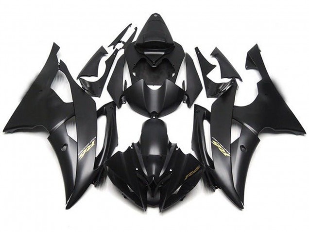2008-2016 Yamaha YZF R6 Motorcycle Fairings - Matte Black Gold Decals UK