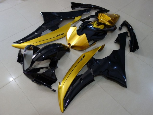 2008-2016 Yamaha YZF R6 Motorcycle Fairings - Gold Glossy Black UK