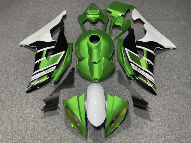 2008-2016 Yamaha YZF R6 Motorcycle Fairings - White Green Glossy Black Stripe UK