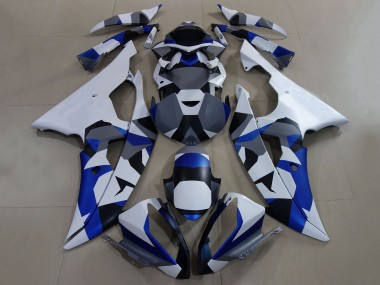 2008-2016 Yamaha YZF R6 Motorcycle Fairings - White Blue Grey Camouflage UK
