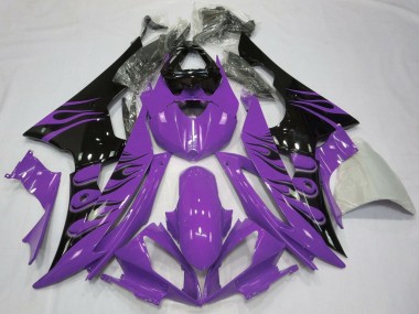 2008-2016 Yamaha YZF R6 Motorcycle Fairings - Purple Glossy Black Flame UK