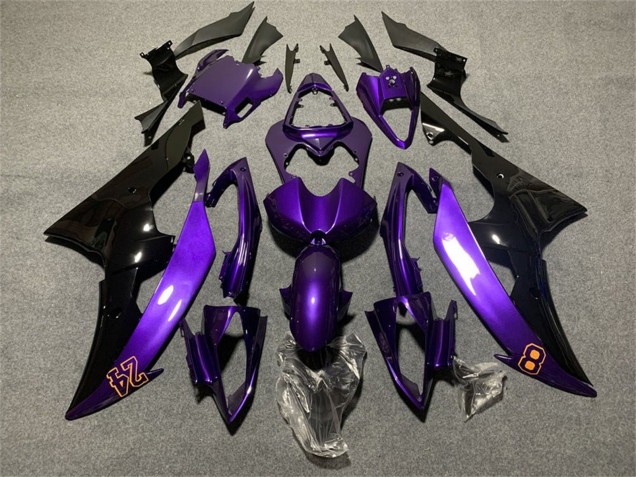 2008-2016 Yamaha YZF R6 Motorcycle Fairings - Purple Glossy Black 24 UK