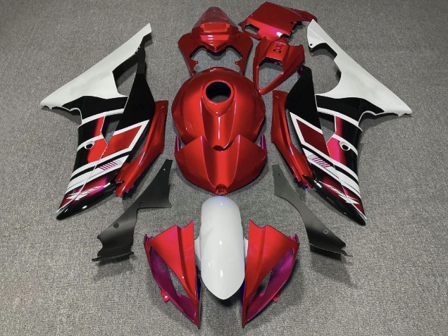 2008-2016 Yamaha YZF R6 Motorcycle Fairings - White Red Glossy Black Stripe UK