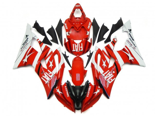 2008-2016 Yamaha YZF R6 Motorcycle Fairings - White Red Black Fiat UK