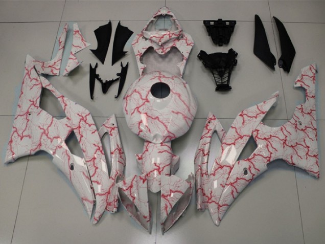 2008-2016 Yamaha YZF R6 Motorcycle Fairings - White Red Lightning UK