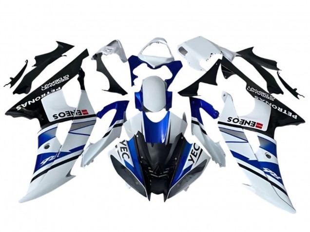 2008-2016 Yamaha YZF R6 Motorcycle Fairings - White Blue Black YEC ENEOS Petronas Semakin Didepan UK