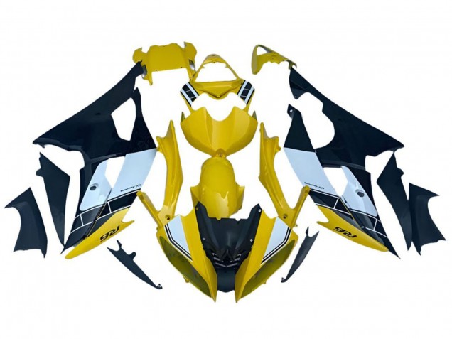 2008-2016 Yamaha YZF R6 Motorcycle Fairings - Yellow White Black Stripe UK