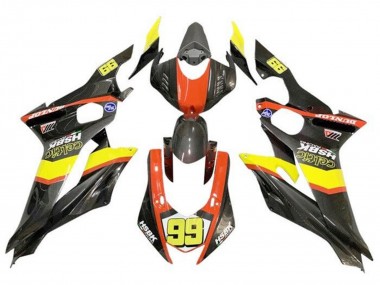 2017-2025 Yamaha YZF R6 Motorcycle Fairings - Yellow Orange Black Faux Carbon Fiber UK