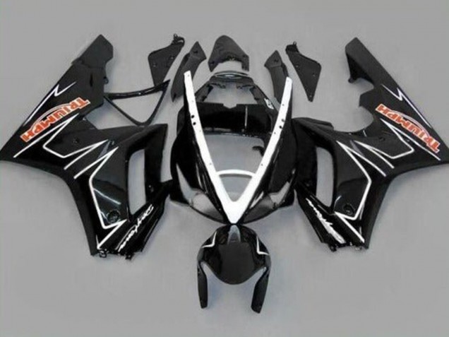 2006-2008 Triumph Daytona 675 Triple Motorcycle Fairings - Glossy Black White Stripe UK