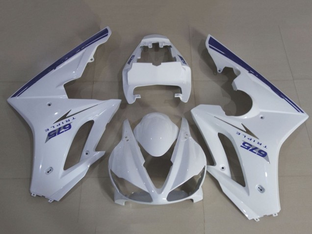 2009-2012 Triumph Daytona 675 Triple Motorcycle Fairing Kits - White Blue UK