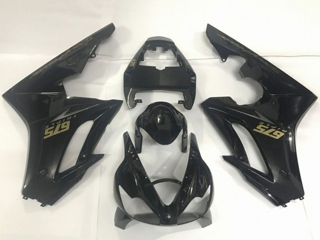 2009-2012 Triumph Daytona 675 Triple Motorcycle Fairings - Glossy Black Gold Decals UK