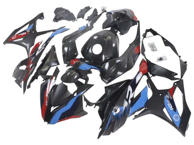 2023-2024 BMW S1000RR Motorcycle Fairings - Blue Red Carbon Fiber UK