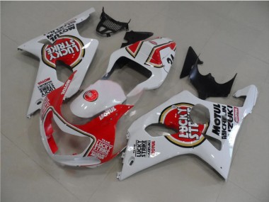 2000-2002 Suzuki GSXR 1000 Motorcycle Fairings - White Red Lucky Strike UK