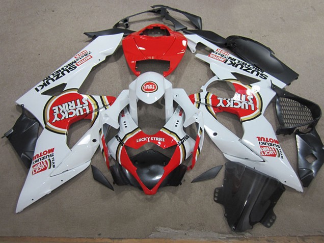 2005-2006 Suzuki GSXR 1000 Motorcycle Fairings - White Red Lucky Strike Motul UK