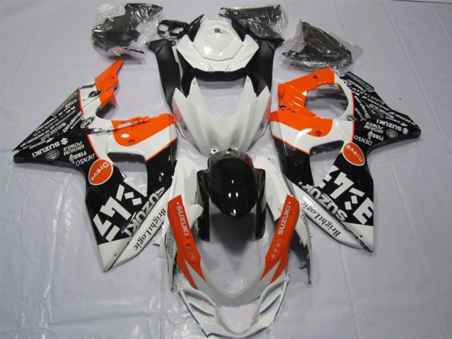 2009-2016 Suzuki GSXR 1000 Motorcycle Fairings - White Orange Black Bright Logic UK