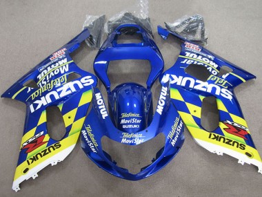 2001-2003 Suzuki GSXR 600 Motorcycle Fairings - Blue Yellow Telefumica MoviStar UK