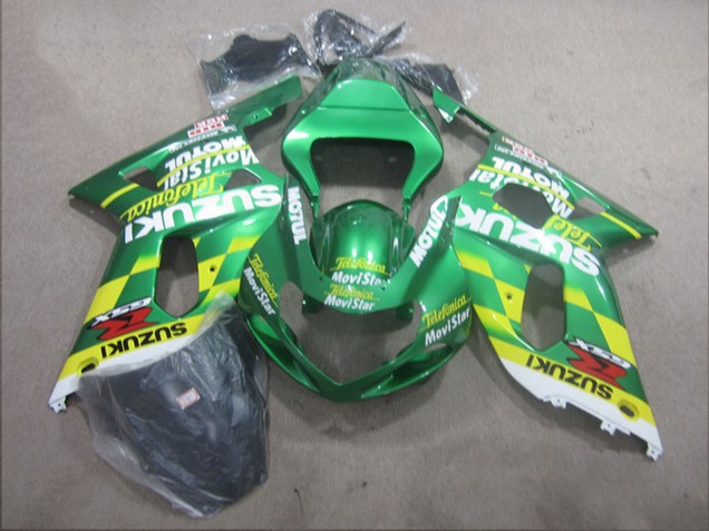 2001-2003 Suzuki GSXR 600 Motorcycle Fairings - Green Yellow Telefonica MoviStar UK