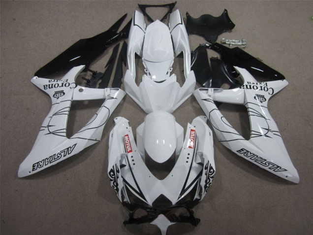 2008-2010 Suzuki GSXR 600 Motorcycle Fairings - White Black Corona Extra Motul UK