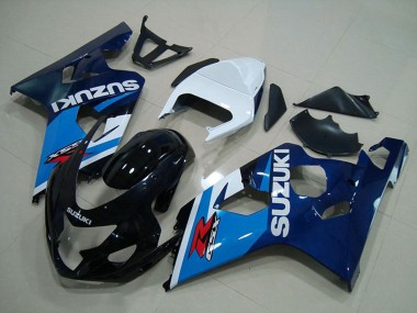 2004-2005 Suzuki GSXR 750 Motorcycle Fairings - White Blue Glossy Black UK