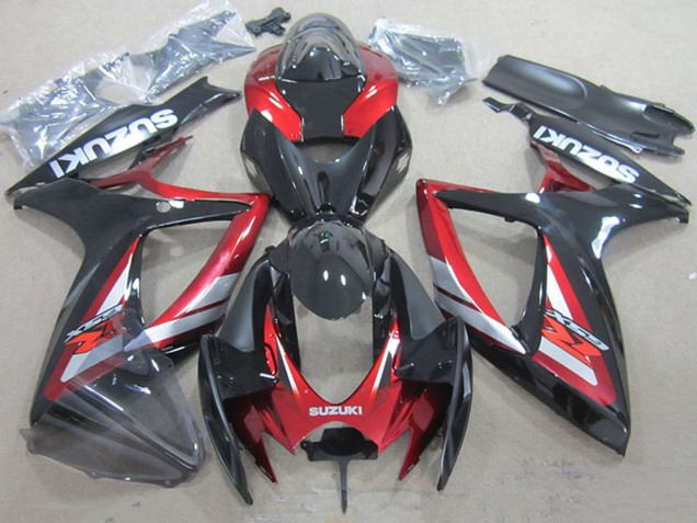 2006-2007 Suzuki GSXR 750 Motorcycle Fairings - Red Glossy Black UK