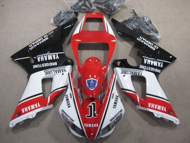 1998-1999 Yamaha YZF R1 Motorcycle Fairings - White Red Glossy Black Yamalube 50 UK