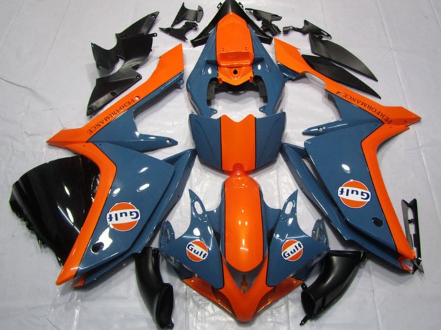 2007-2008 Yamaha YZF R1 Motorcycle Fairings - Dark Blue Orange Gulf UK