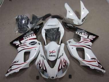 2009-2011 Yamaha YZF R1 Motorcycle Fairings - White Red Black Flame UK