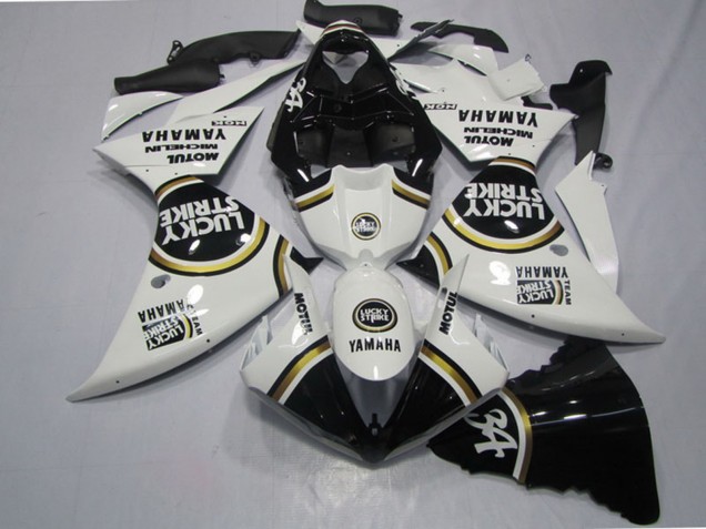 2009-2011 Yamaha YZF R1 Motorcycle Fairings - White Black Lucky Strike UK