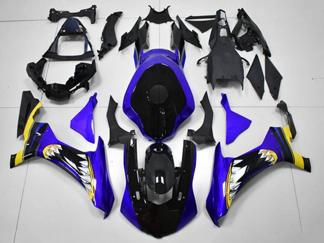 2015-2019 Yamaha YZF R1 Motorcycle Fairings - Blue Yellow Glossy Black Shark UK