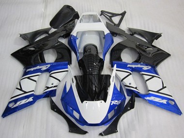 1998-2002 Yamaha YZF R6 Motorcycle Fairing - White Blue Glossy Black Champions UK