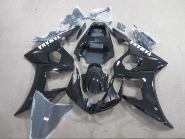 2003-2004 Yamaha YZF R6 Motorcycle Fairing - Glossy Black White Decals UK