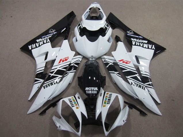 2006-2007 Yamaha YZF R6 Motorcycle Fairings - White Glossy Black Motul UK