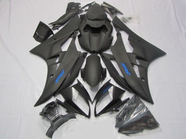 2006-2007 Yamaha YZF R6 Motorcycle Fairings - Matte Black Blue Decals UK